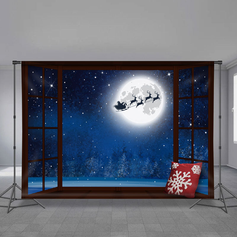 Aperturee - Weihnachtsmann über dem Mond Weihnachtsnacht Hintergrund