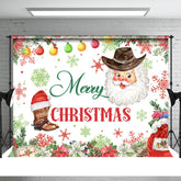 Aperturee - Santa Snow Poinsettia Grün Rot Weihnachtshintergrund