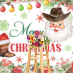 Aperturee - Santa Snow Poinsettia Grün Rot Weihnachtshintergrund