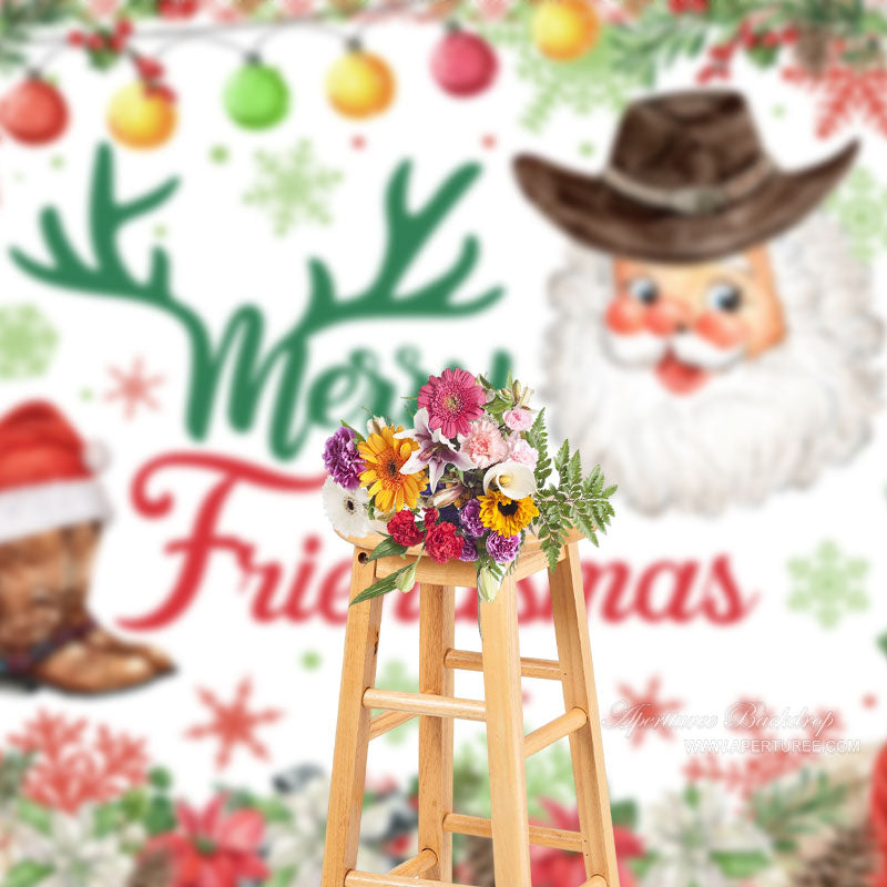 Aperturee - Santa Snowflake Green Red Frohe Weihnachten Hintergrund