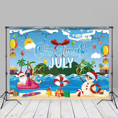 Aperturee - Santa Snowman Pool Party Weihnachten im Juli Hintergrund