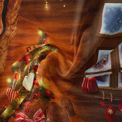 Aperturee - Santa Out Window Holzwand Weihnachtskulisse
