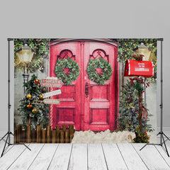 Aperturee - Santas Workshop Red Door Weihnachtshintergrund für Porträts