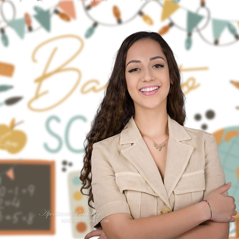 Aperturee - Kleine Schulmuster weißer Hintergrund für den Schulanfang