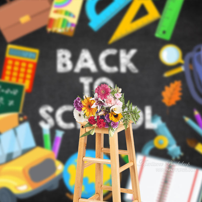 Aperturee - Bus Schulbedarf Globus Hintergrund für den Schulanfang