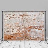 Aperturee – Fotohintergrund „Shabby White Brushed Red Brick Wall