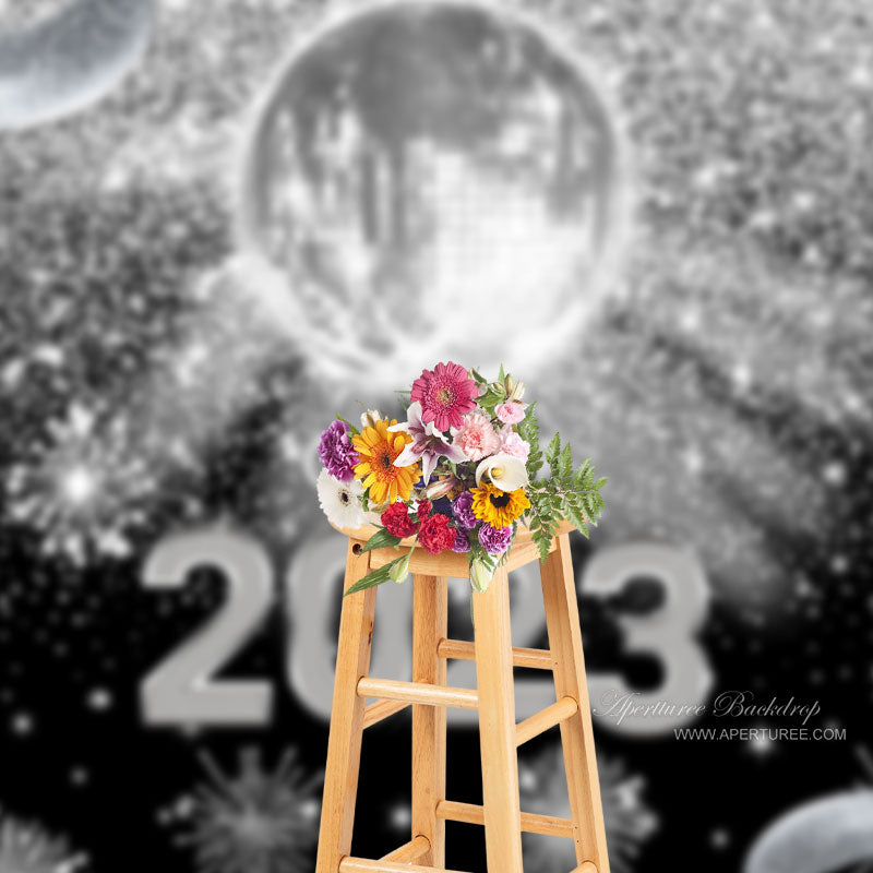 Aperturee - Silber funkelnde Disco Kugel Grad Hintergrund für Foto