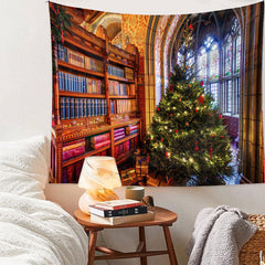 Aperturee - Buntglas Bücherregal Baum Weihnachtshintergrund