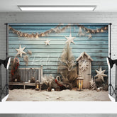 Aperturee - Seestern Strand Cottage Weihnachts Fotohintergrund