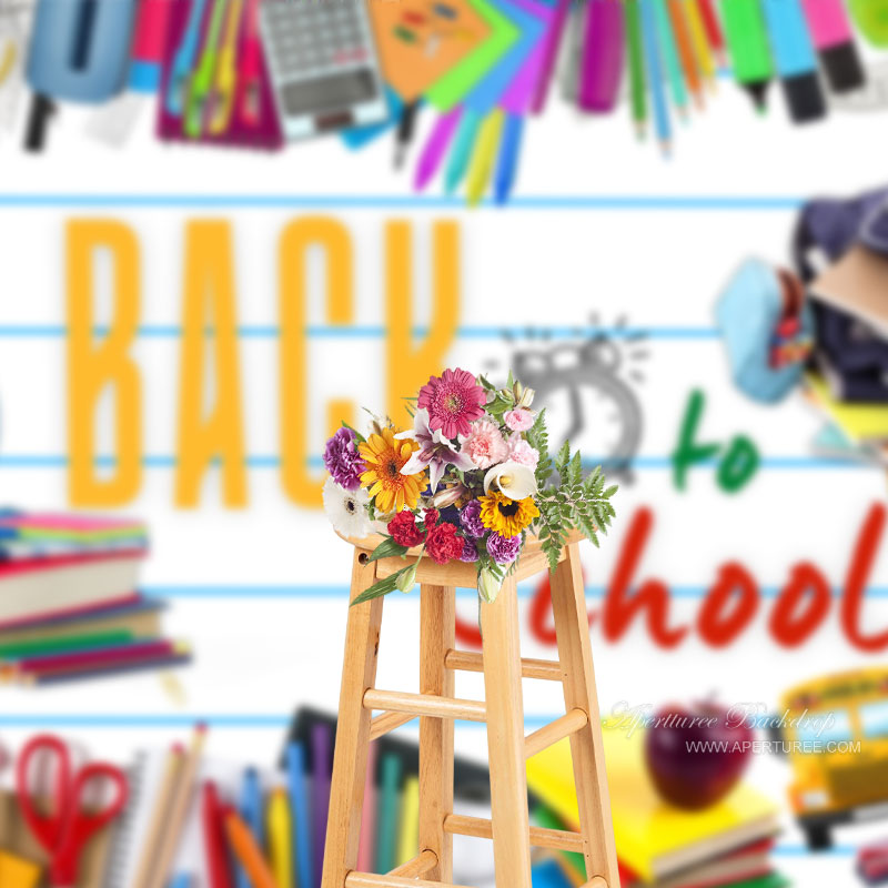 Aperturee - Schreibwaren Bücher Zurück zur Schule Hintergrund für Fotos