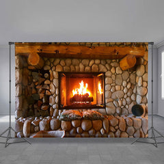 Aperturee - Steinkamin Familienfoto Weihnachtshintergrund