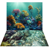 Aperturee - Sommer Ozean Korallenriff Hintergrund + Meerjungfrauen Höhlen Bodenmatte