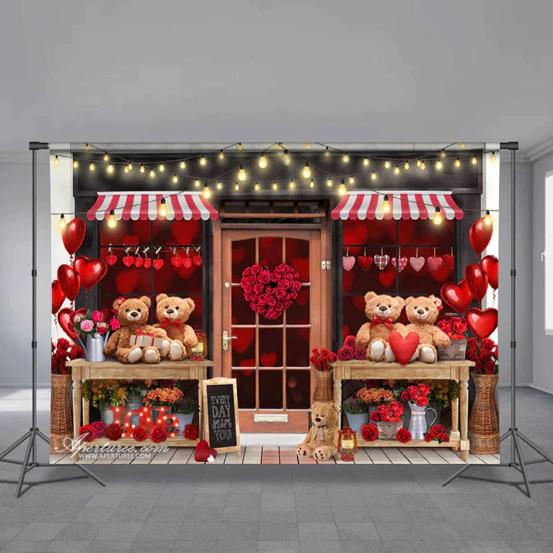 Aperturee - Teddy Liebes Herz Ballon Valentine Shop Hintergrund