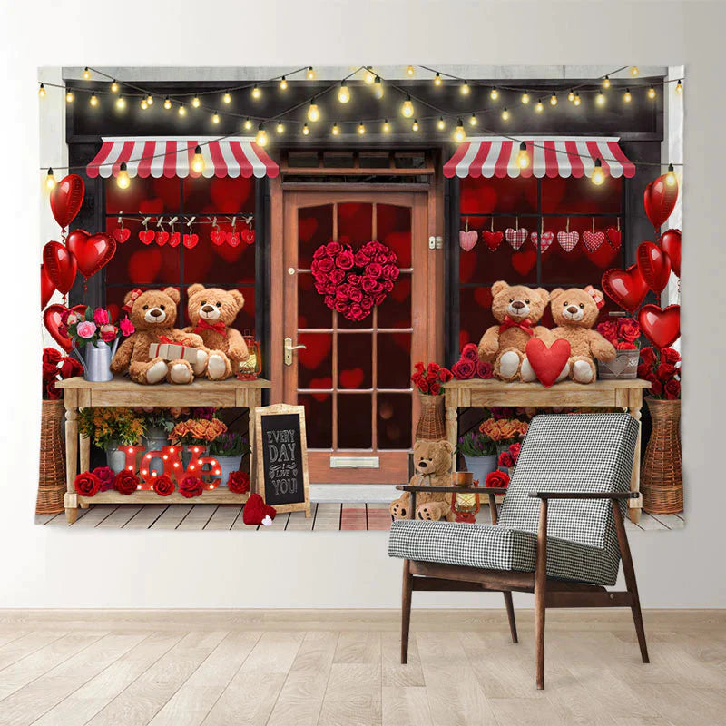 Aperturee - Teddy Liebes Herz Ballon Valentine Shop Hintergrund