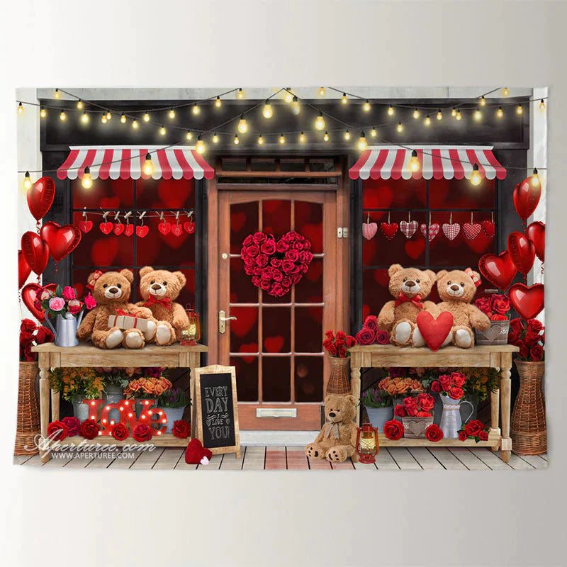 Aperturee - Teddy Liebes Herz Ballon Valentine Shop Hintergrund