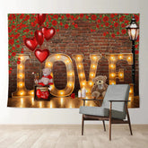 Aperturee - Teddy Love Light Rose Wall Valentinstag Hintergrund