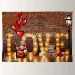 Aperturee - Teddy Love Light Rose Wall Valentinstag Hintergrund