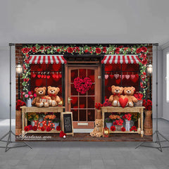 Aperturee - Teddy Red Rose Happy Valentines Day Shop Hintergrund