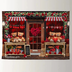 Aperturee - Teddy Red Rose Happy Valentines Day Shop Hintergrund
