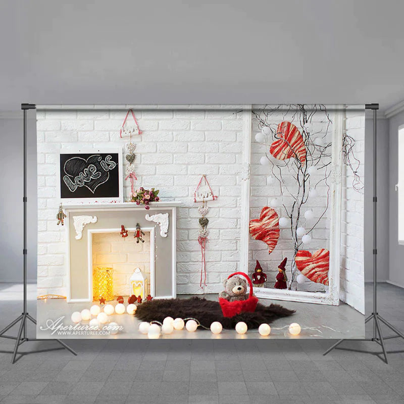 Aperturee - Teddy White Love Is Heart Happy Valentine Hintergrund