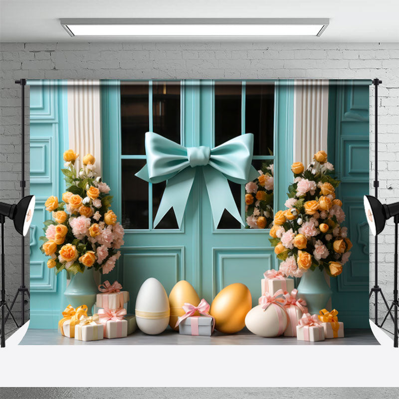 Aperturee - Tiffany Blue Bow Bow Parterre Eggs Osterhintergrund