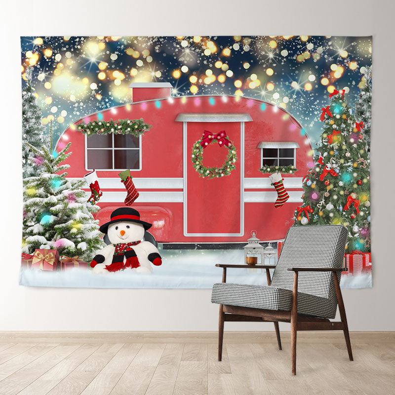 Aperturee - Roter LKW Farblichtunschärfe Schnee Weihnachtshintergrund