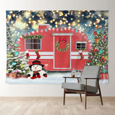 Aperturee - Roter LKW Farblichtunschärfe Schnee Weihnachtshintergrund