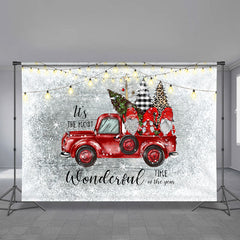 Aperturee - Red Truck Wonderful Gifts Foto grauer Weihnachtshintergrund