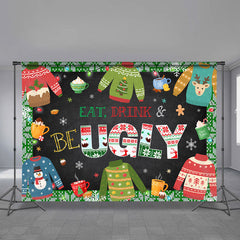 Aperturee - Hässlicher Pullover essen trinken bunte Weihnachtskulisse