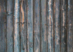 Aperturee - Vintage blaue vertikale Foto Gummi Bodenmatte aus Holz
