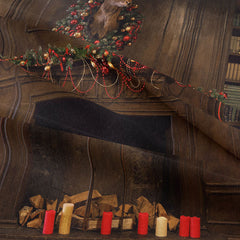 Aperturee - Vintage Bücherregal Hirschkranz Weihnachtskulisse
