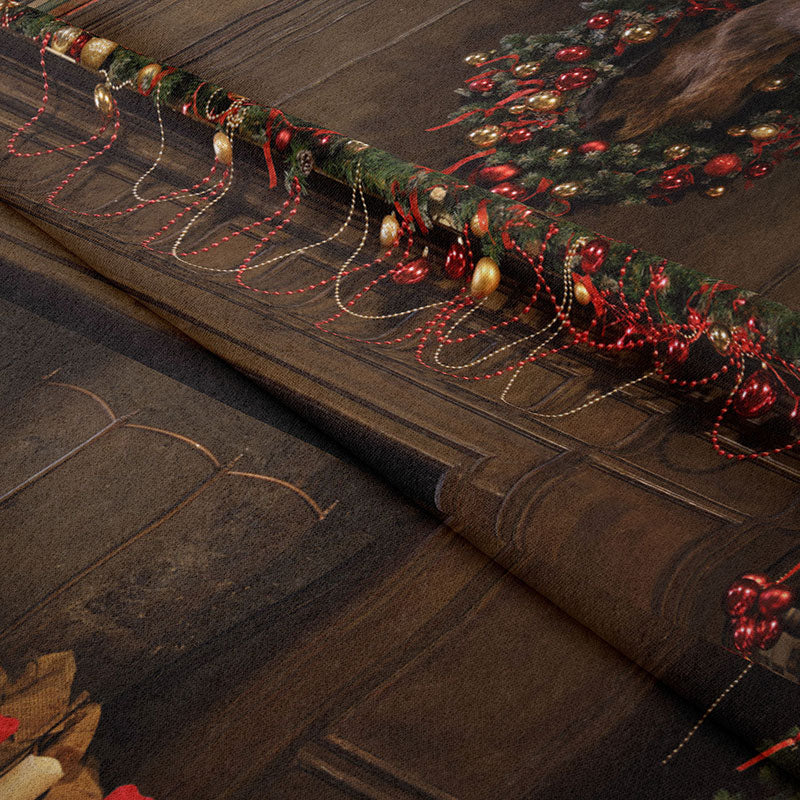 Aperturee - Vintage Bücherregal Hirschkranz Weihnachtskulisse