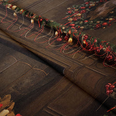 Aperturee - Vintage Bücherregal Hirschkranz Weihnachtskulisse