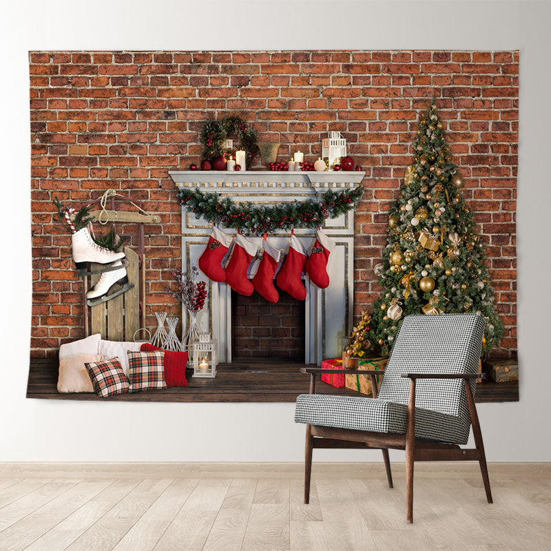 Aperturee - Vintage Ziegel Wall Stock Geschenk Weihnachtskulisse