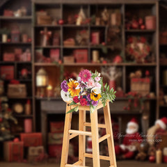 Aperturee - Vintage Weihnachtsmann Geschenkzimmer Portrait Hintergrund