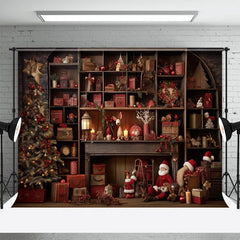 Aperturee - Vintage Weihnachtsmann Geschenkzimmer Portrait Hintergrund