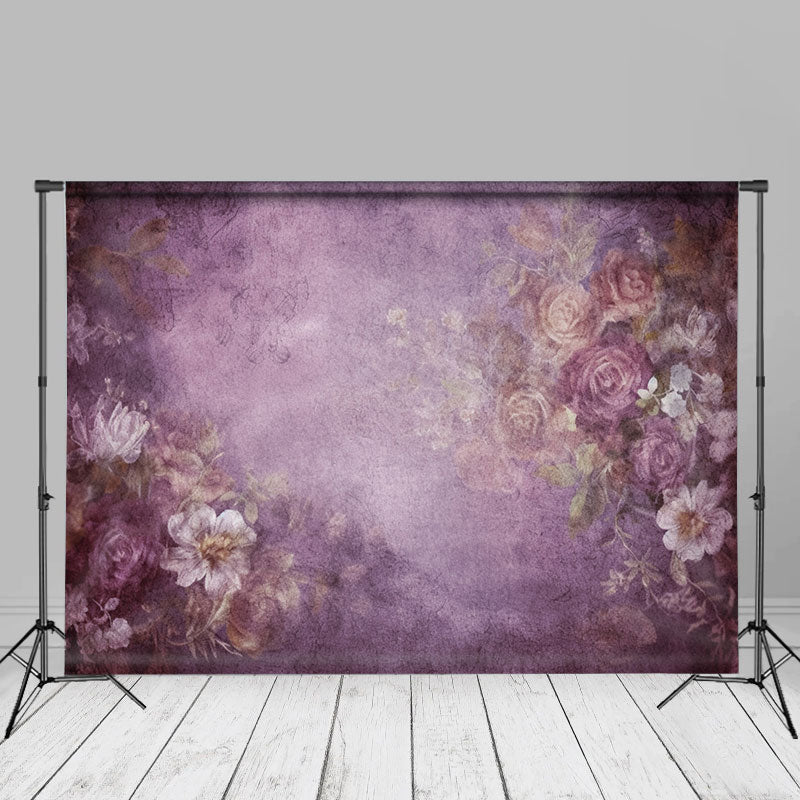 Aperturee - Vintage Blumen Dunkelblau Fine Art Fotokabinen Hintergrund