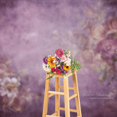 Aperturee - Vintage Blumen Dunkelblau Fine Art Fotokabinen Hintergrund