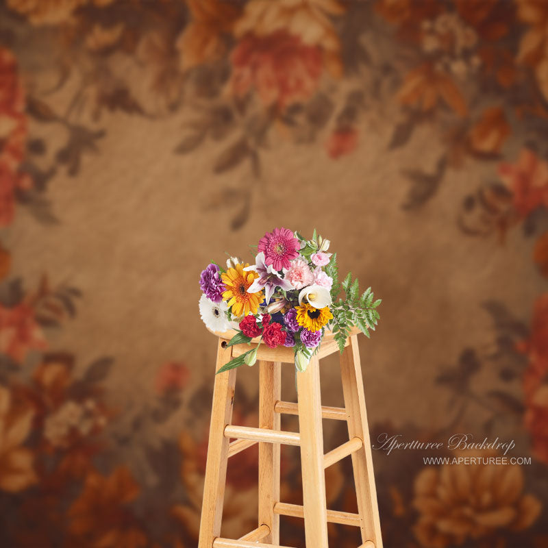 Aperturee - Vintage roter floraler Kunst Portrait Fotohintergrund