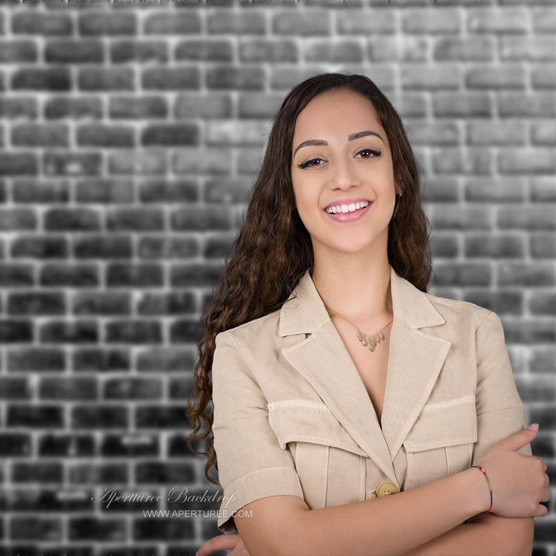 Aperturee - Vintage Grunge Schwarz Weiß Ziegel Fotohintergrund