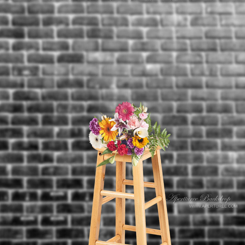 Aperturee - Vintage Grunge Schwarz Weiß Ziegel Fotohintergrund