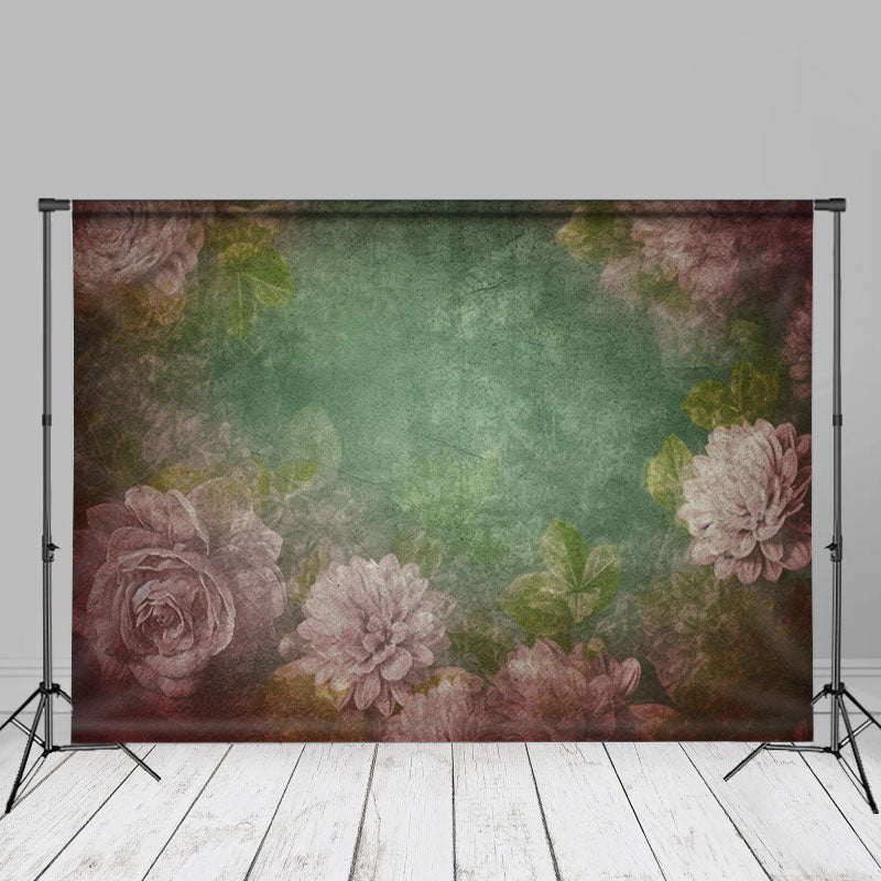 Aperturee - Vintage rosa florale grüne Abstarct Kunstkulisse