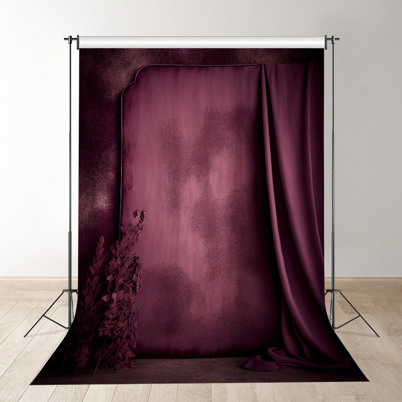 Aperturee - Vintage Rouge Textur Vorhang Fotografie Hintergrund
