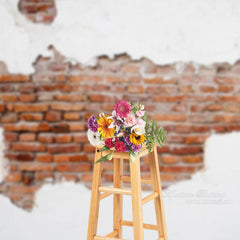 Aperturee - Vintage Shabby Brick Weiß Rot Wand Foto Hintergrund