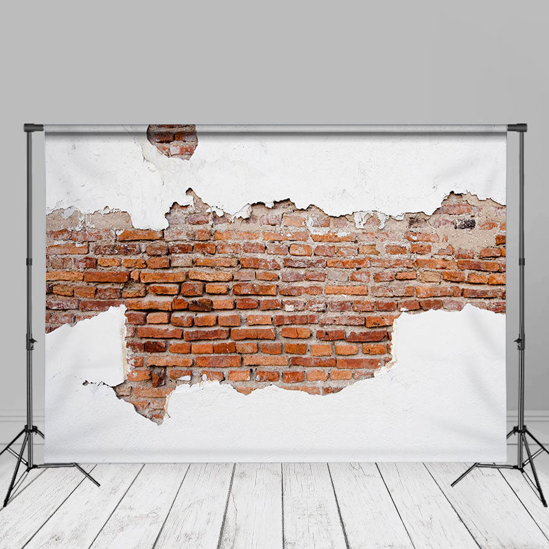 Aperturee - Vintage Shabby Brick Weiß Rot Wand Foto Hintergrund