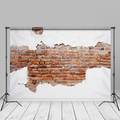 Aperturee - Vintage Shabby Brick Weiß Rot Wand Foto Hintergrund