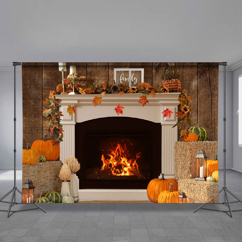 Aperturee - Warme Kamin Kürbis Familien Weihnachtskulisse