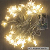 Aperturee - Warm White Battery Operated LED Star String Lights for Party
