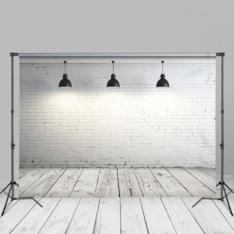 Aperturee – Fotostudio Hintergrund mit weißer Ziegelwandstruktur