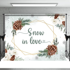Aperturee - Weiße Blume Schnee in Liebe Weihnachten Tannenzapfen Hintergrund